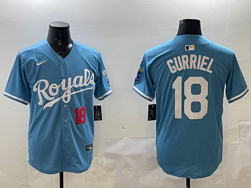 Men Kansas City Royals #18 Gurriel Light Blue Game 2025 Nike MLB Jersey style 3->kansas city royals->MLB Jersey